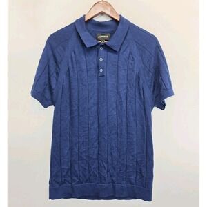Bonobos Polo Shirt Mens M Blue Merino Wool Knit Ribbed Short Sleeve Casual 3114